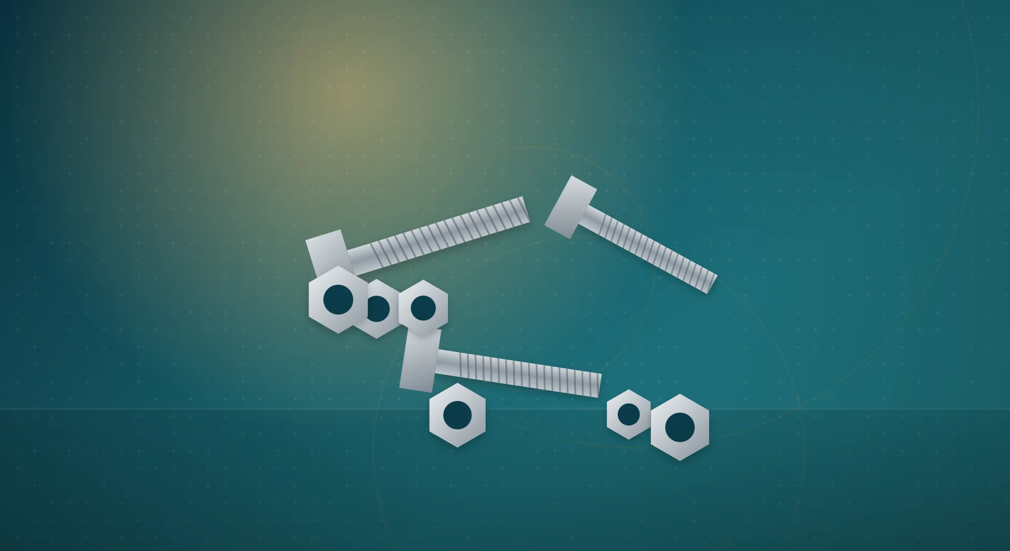 Illustration of steel hex bolts and nuts representing industrial fasteners sourced from India